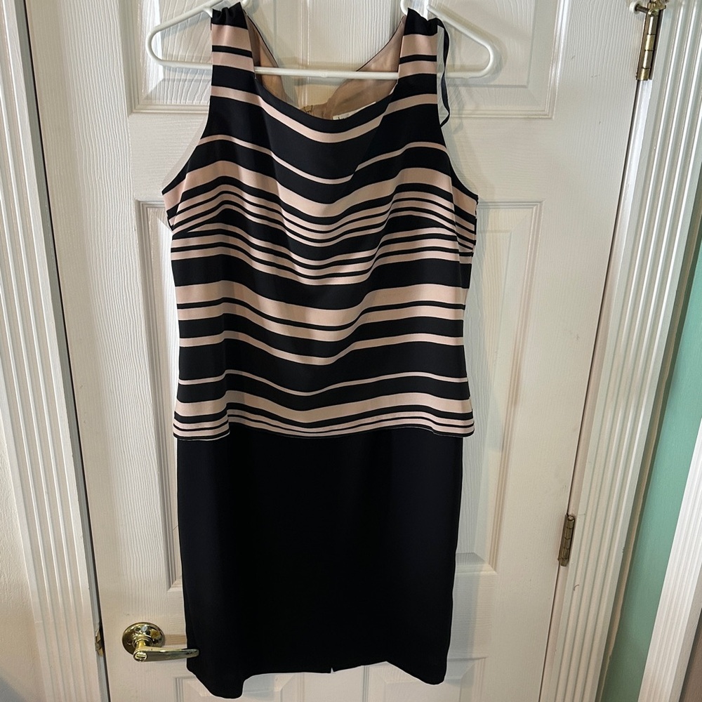 Lew Magram Collection Striped Black and Tan Dress Size 14